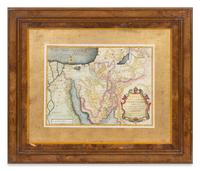 A Handcolored Engraved Map of the Tribes of Israel Height of paper 12 7/8 x width 17 1/8 inches. — AFTER ANTOINE AUGUSTIN CALMET (1672-1757)