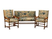 A Continental Baroque Walnut Three-Piece Seating Suite