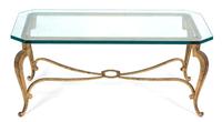 A Gilt Metal Glass Top Coffee Table — 20TH CENTURY