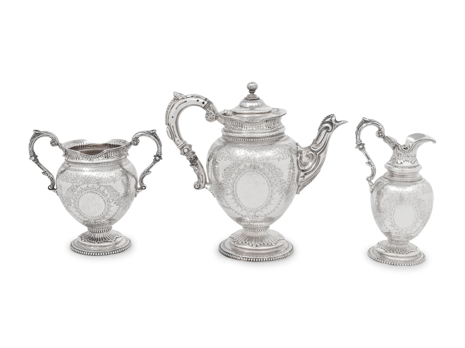 A Victorian Silver Three-Piece Tea Set