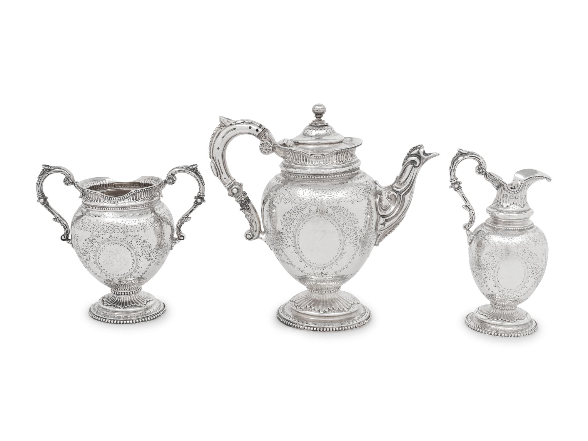 A Victorian Silver Three-Piece Tea Set