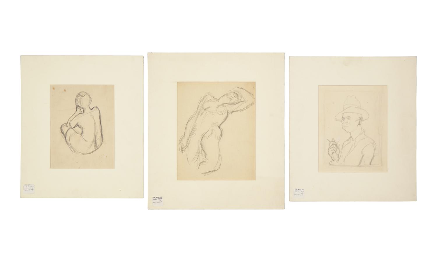 Three Works: The Smoker; together with Two Sketches of a Nude (3)