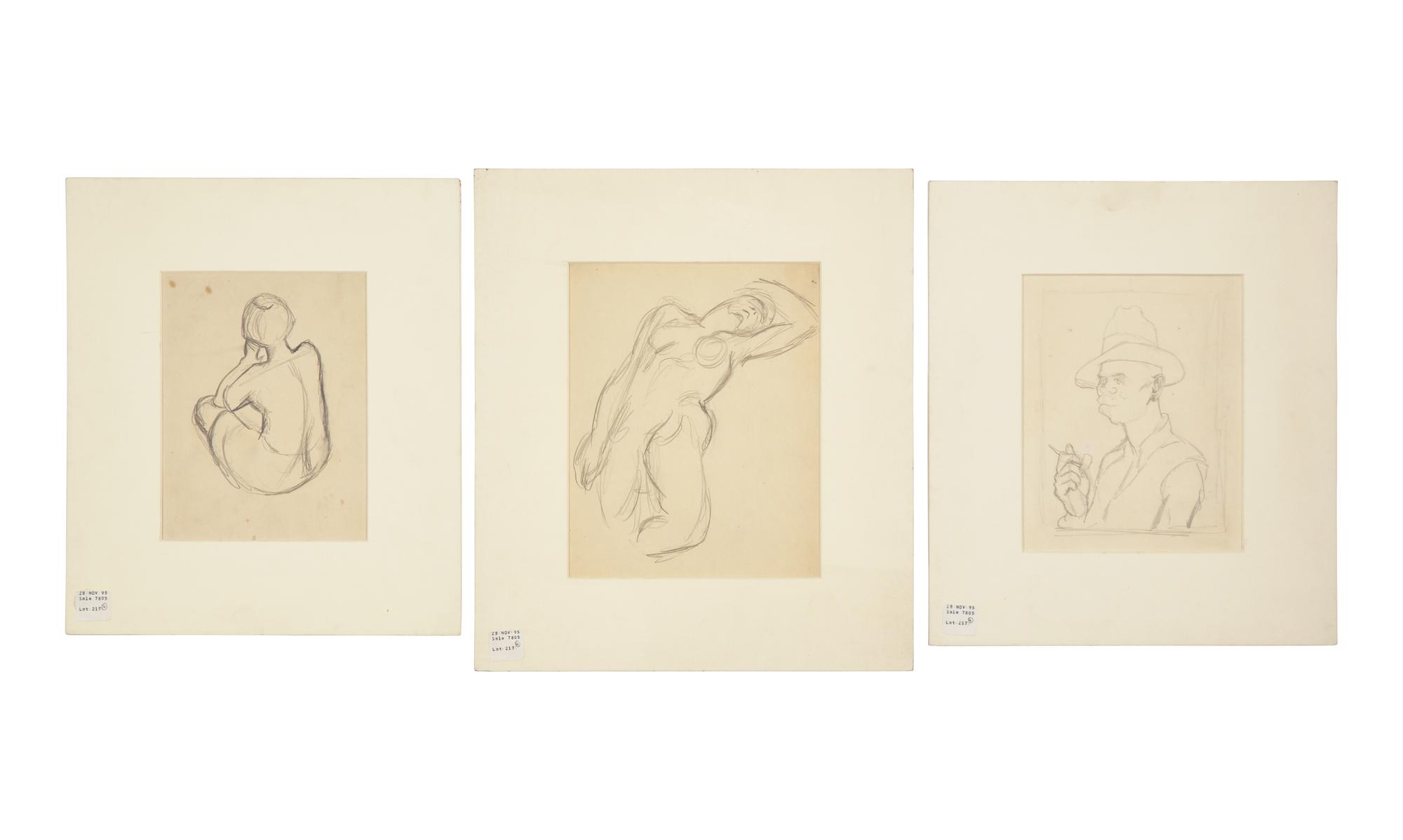 Three Works: The Smoker; together with Two Sketches of a Nude (3)