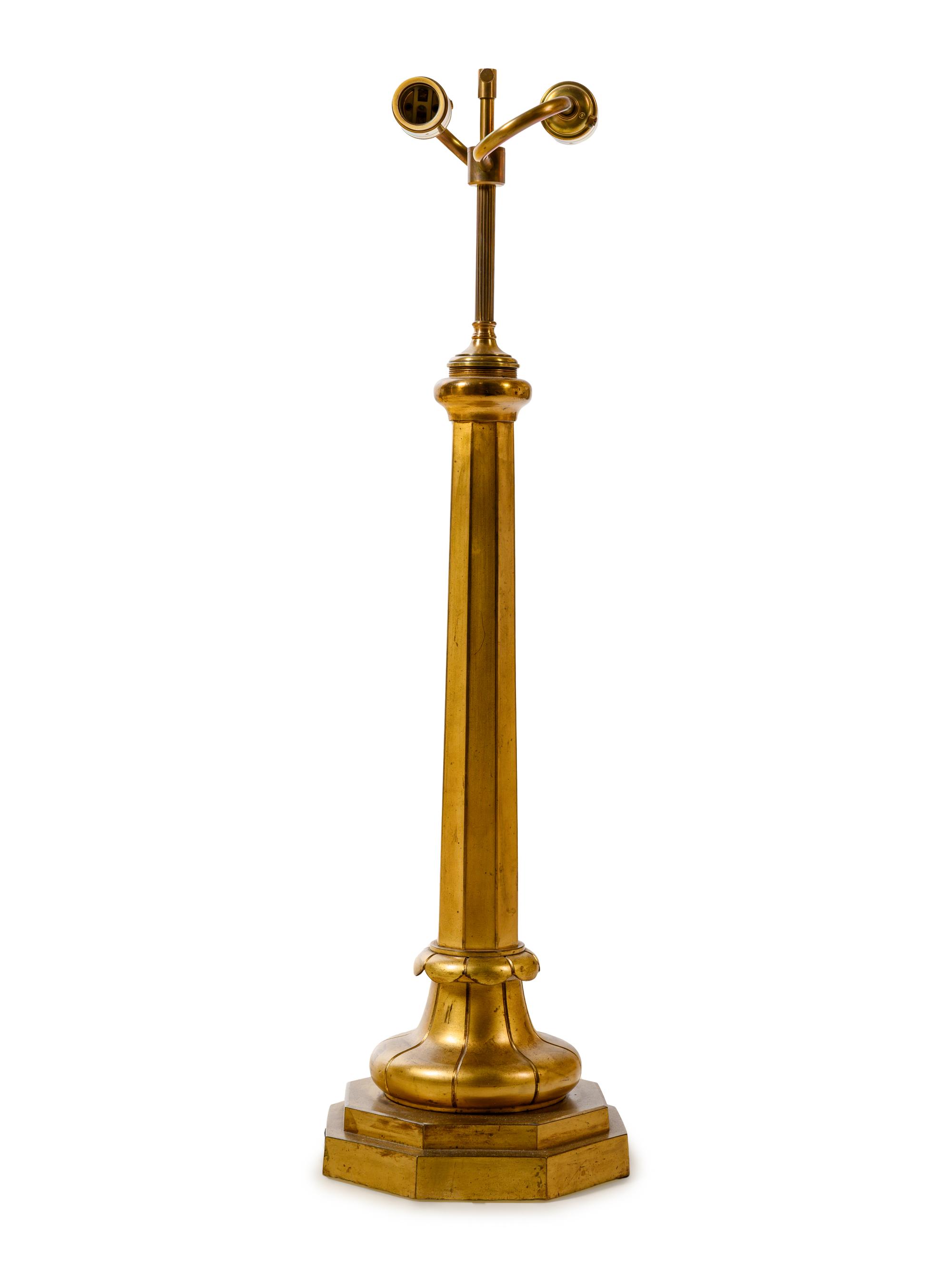 A Gilt Bronze Columnar Table Lamp
