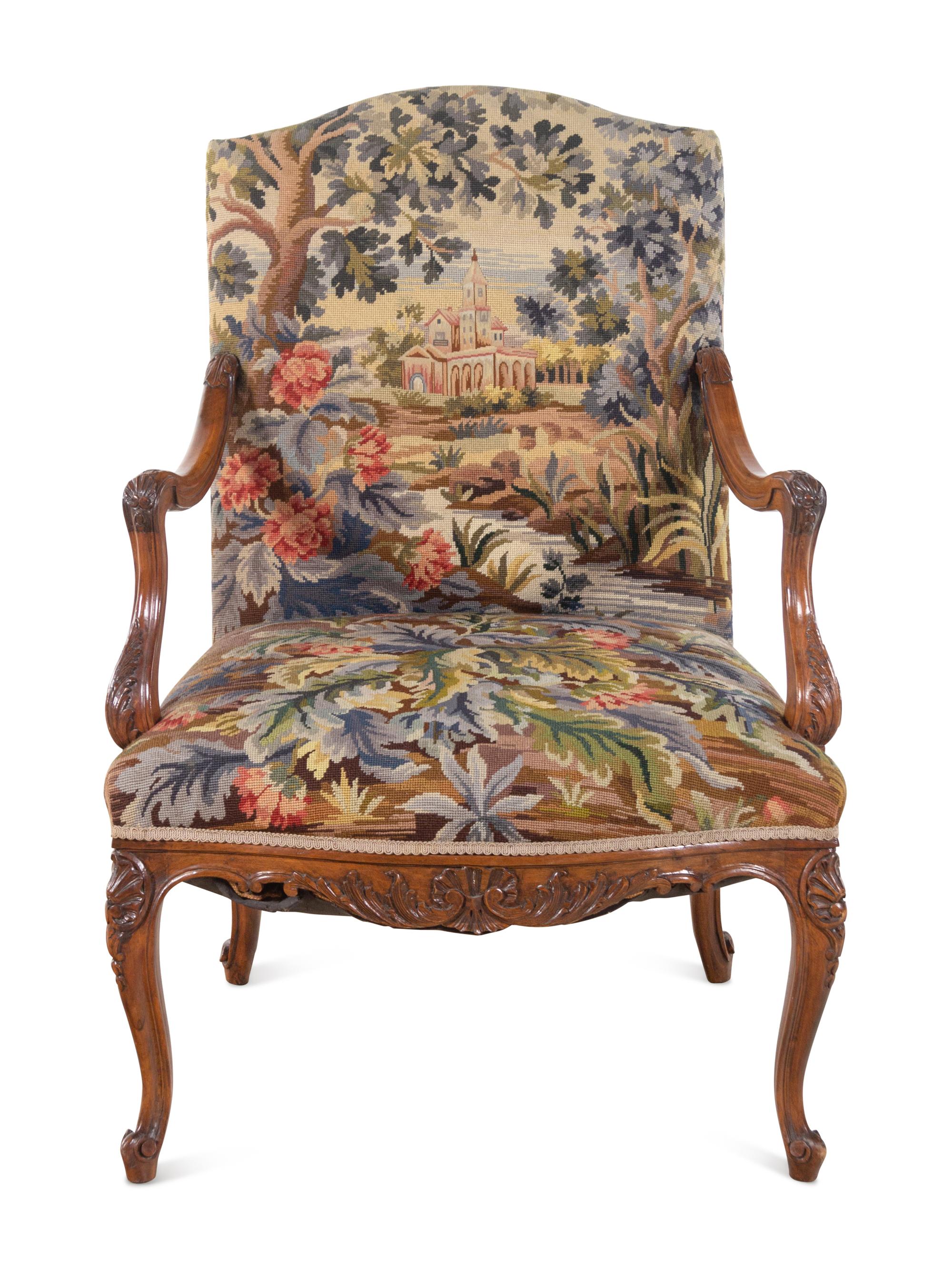 A Régence Style Walnut Fauteuil