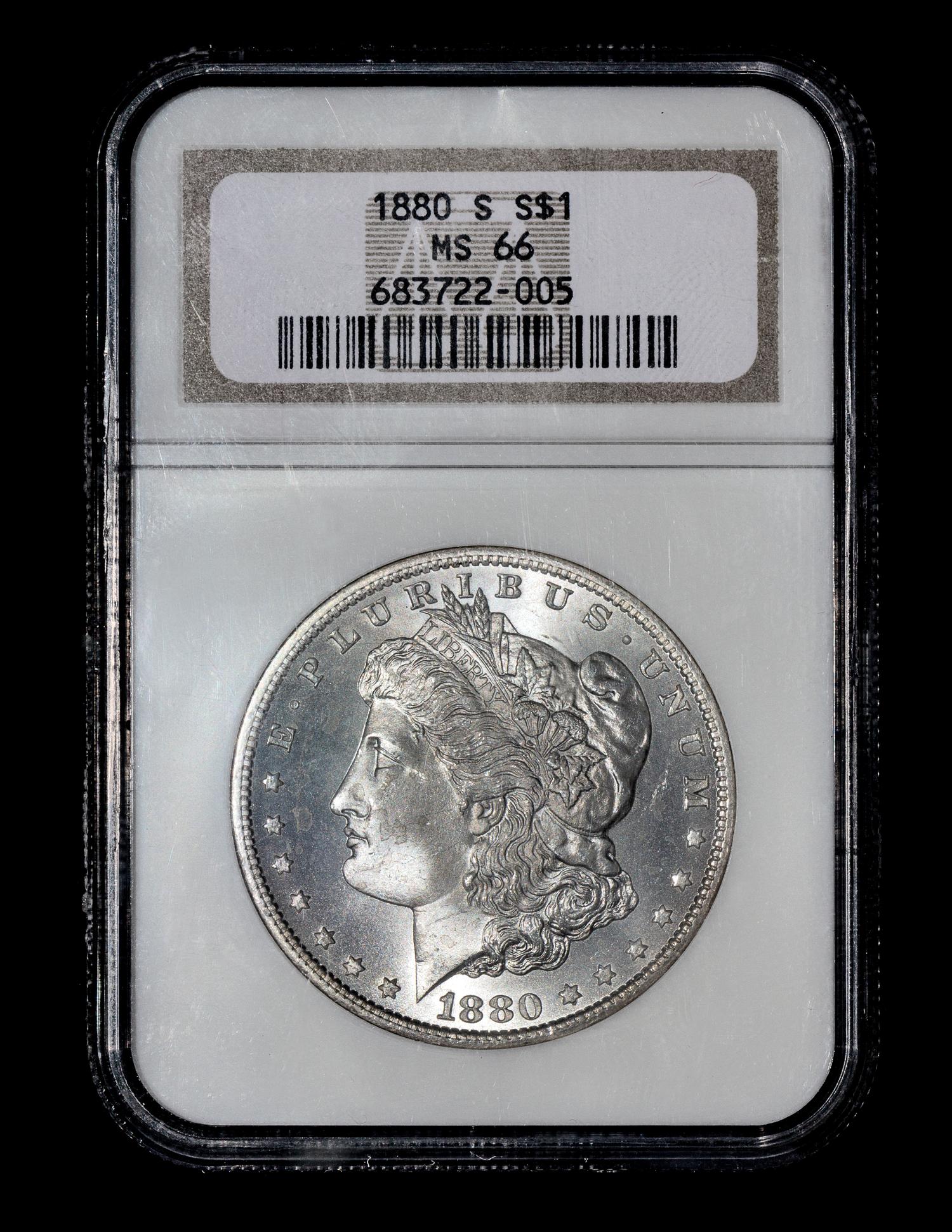 A United States 1880-S Morgan Silver $1 Coin — NGC graded MS66
