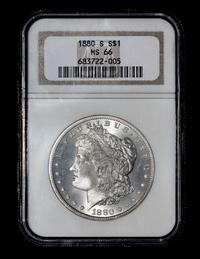A United States 1880-S Morgan Silver $1 Coin — NGC graded MS66