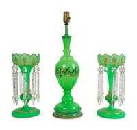 A Pair of French Bohemian Opaline Glass Girandoles — 19TH CENTURY