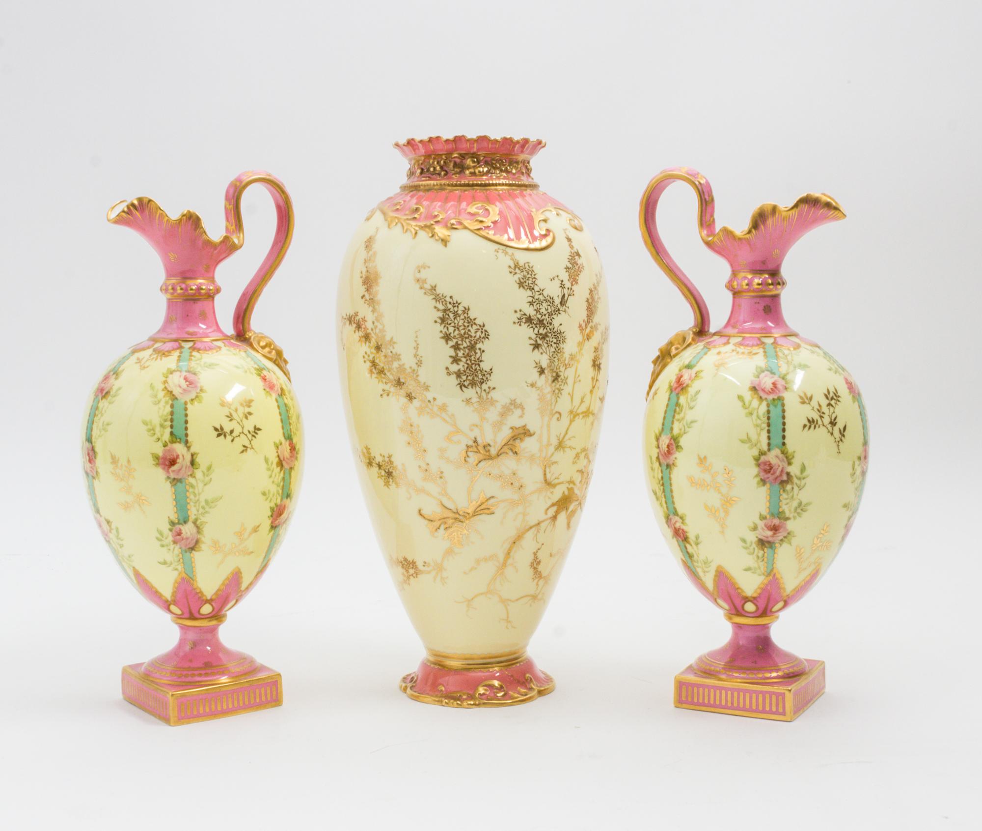 Three Royal Crown Derby Porcelain Articles Height of tallest 11 inches. — 19TH/20TH CENTURY