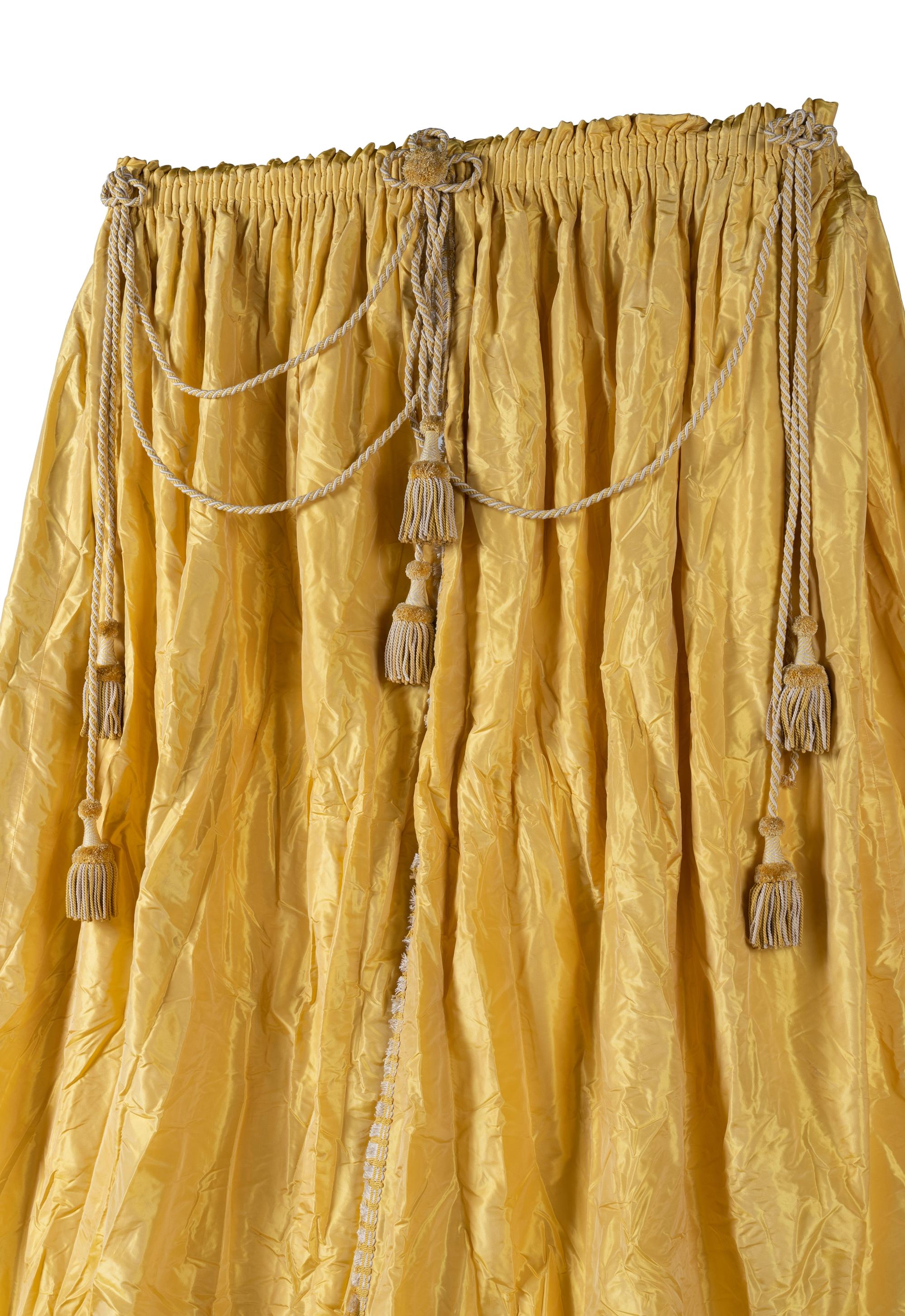 A Set of Three Drapery Panels and Two Drapery Valances