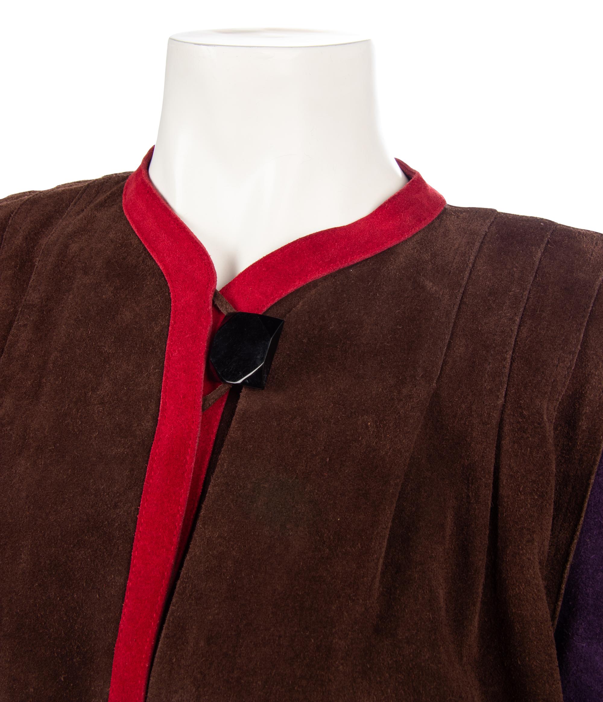Three Jean Muir Color Blocked Suede Jackets, 1970-80s