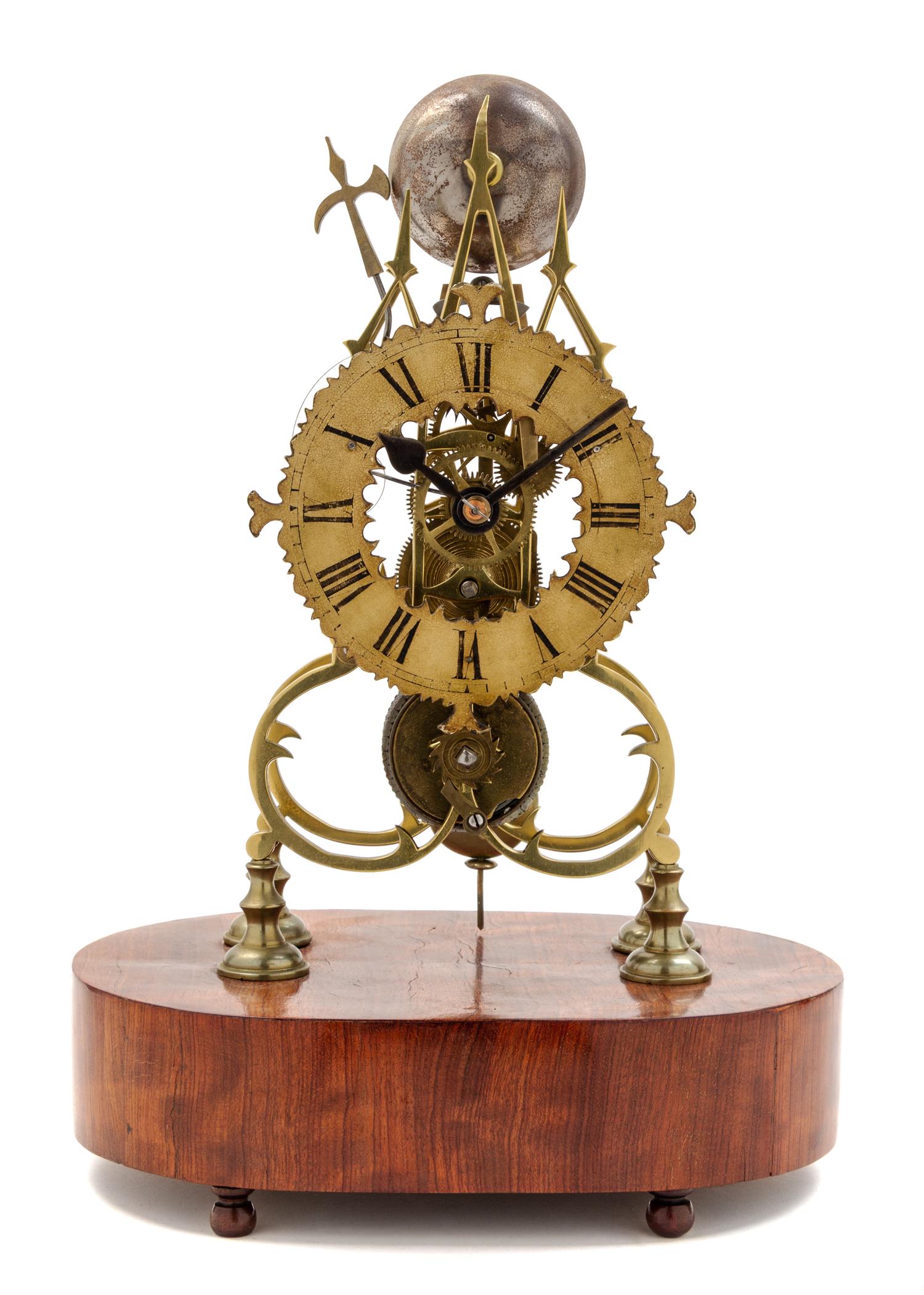 An English Brass Skeleton Clock Height 16 1/4 inches. — 19TH CENTURY