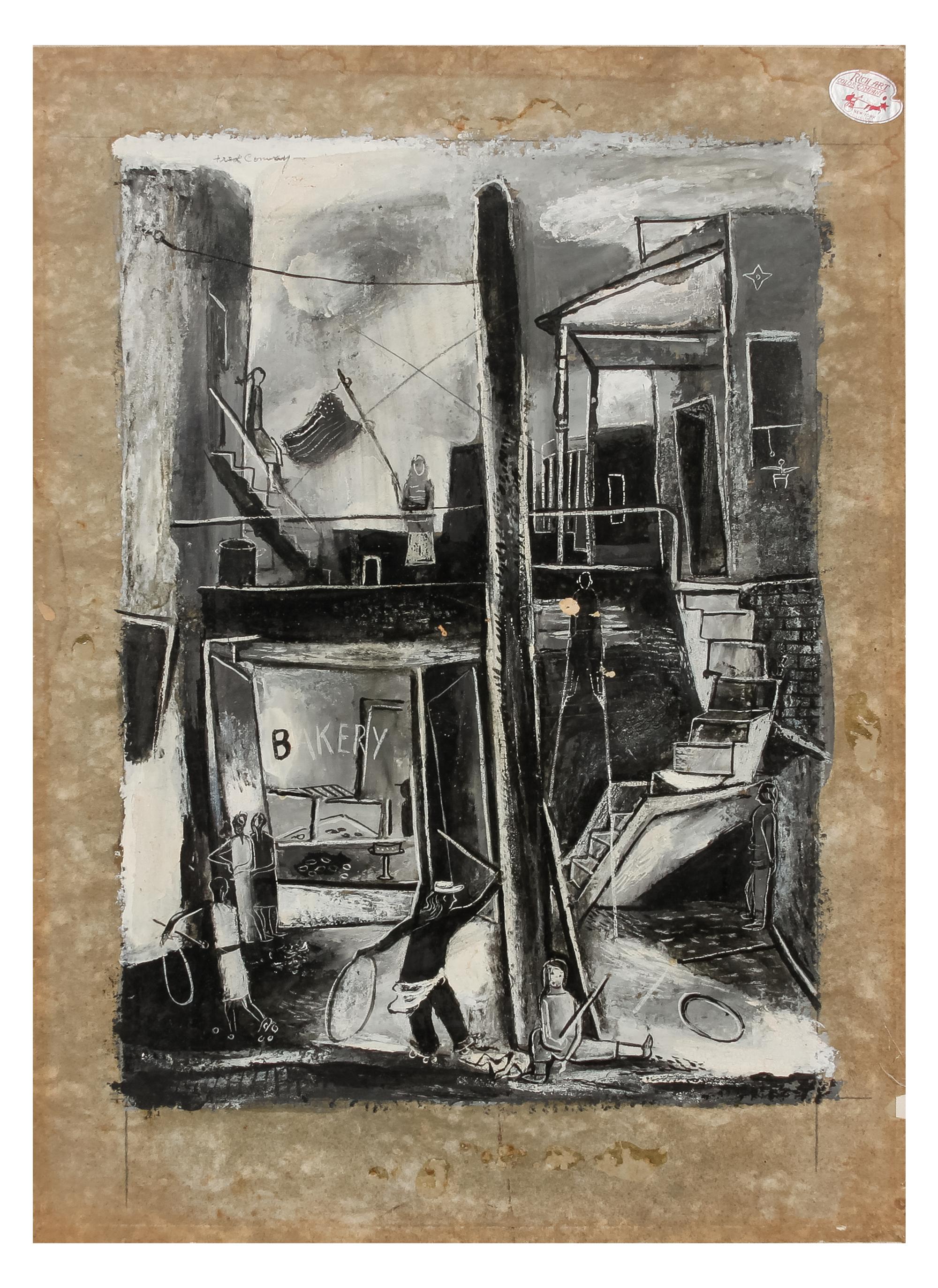 Beach Scene (verso: Town Scene)