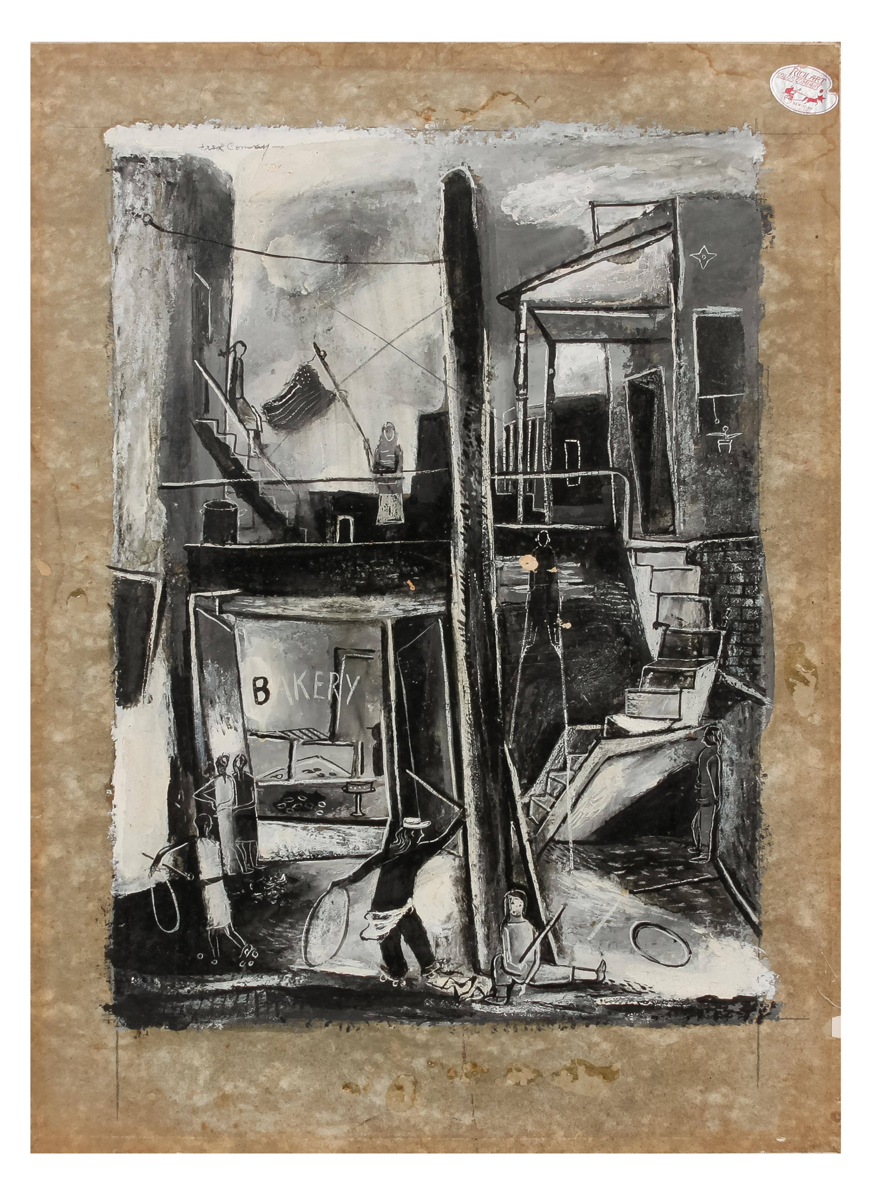 Beach Scene (verso: Town Scene)