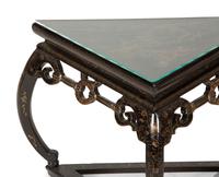 A Pair of Chinese Black and Gilt Lacquer Corner Tables