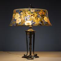 Reverse-painted Birds of Paradise lamp