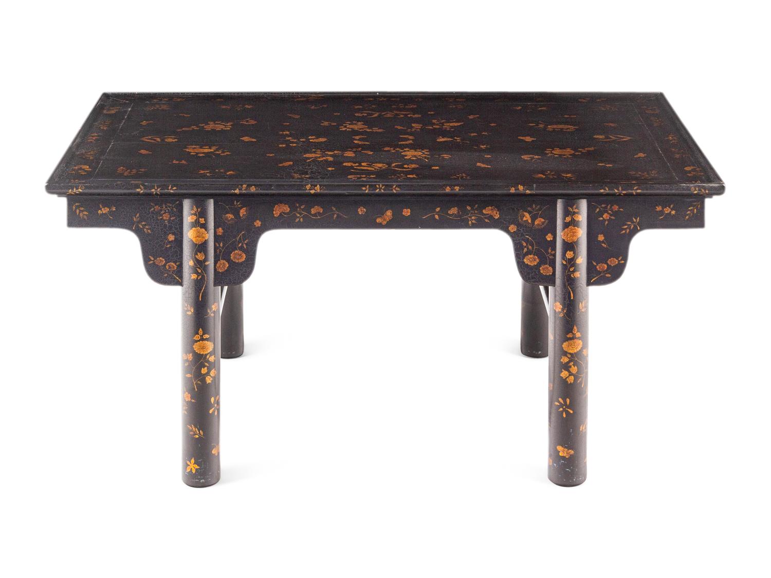 A Chinese Export Style Lacquered and Parcel-Gilt Low Table