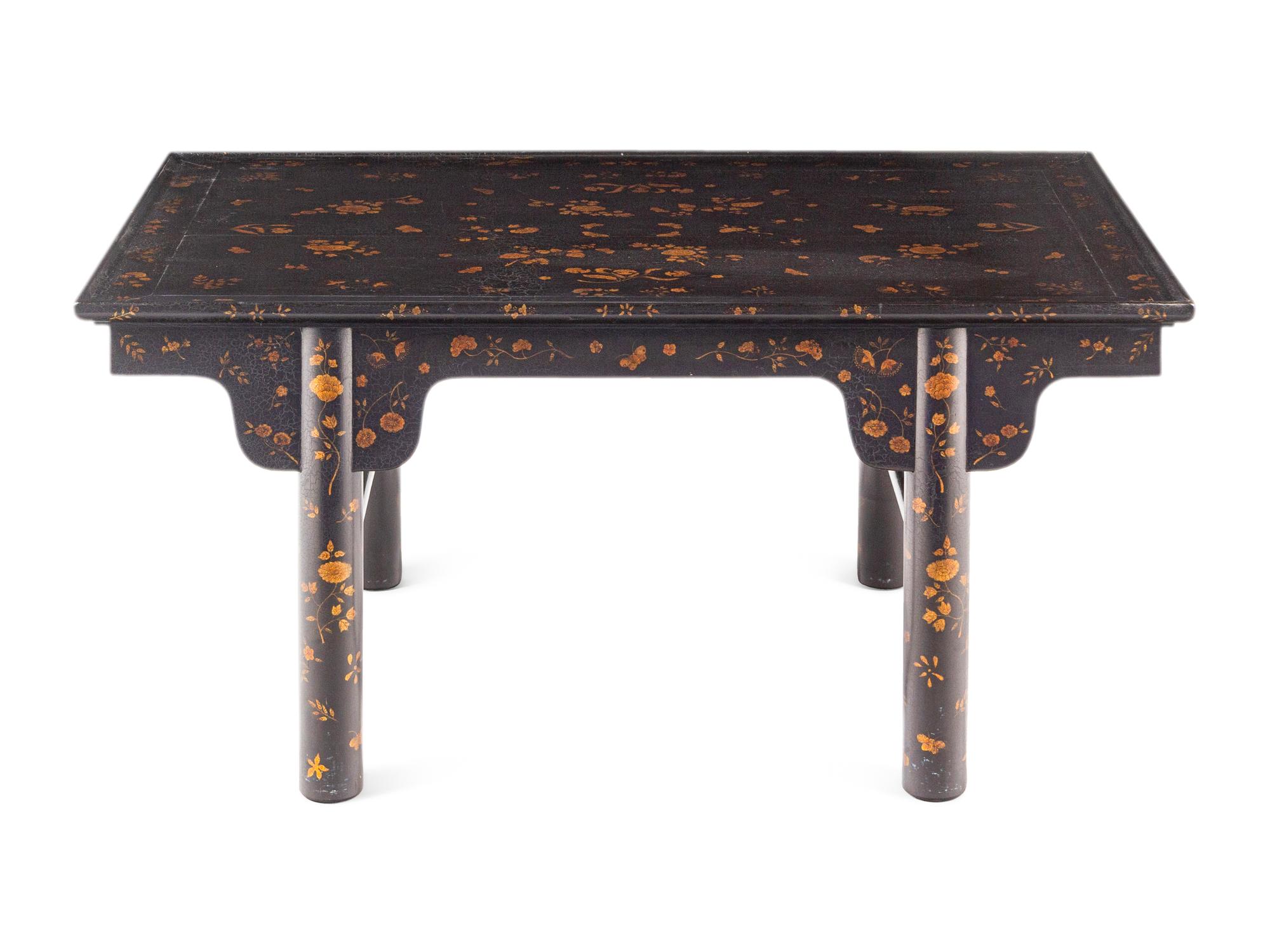 A Chinese Export Style Lacquered and Parcel-Gilt Low Table