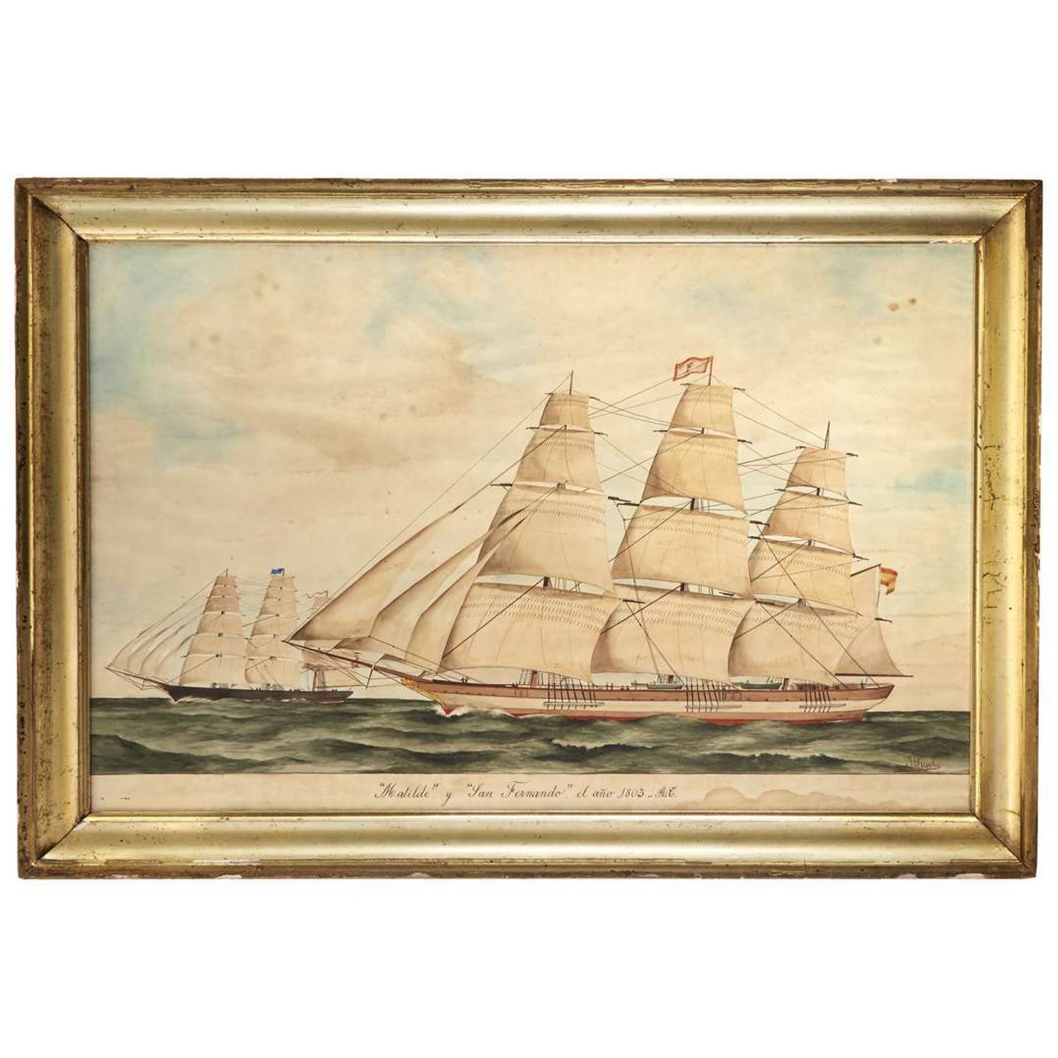 Continental School 18th/19th century Two ship portraits