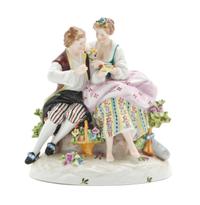 A Continental Porcelain Figural Group, Height 7 inches.