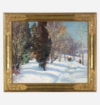 Edward Willis Redfield (American, 1869–1965) Sleighing by the River near Centre Bridge
