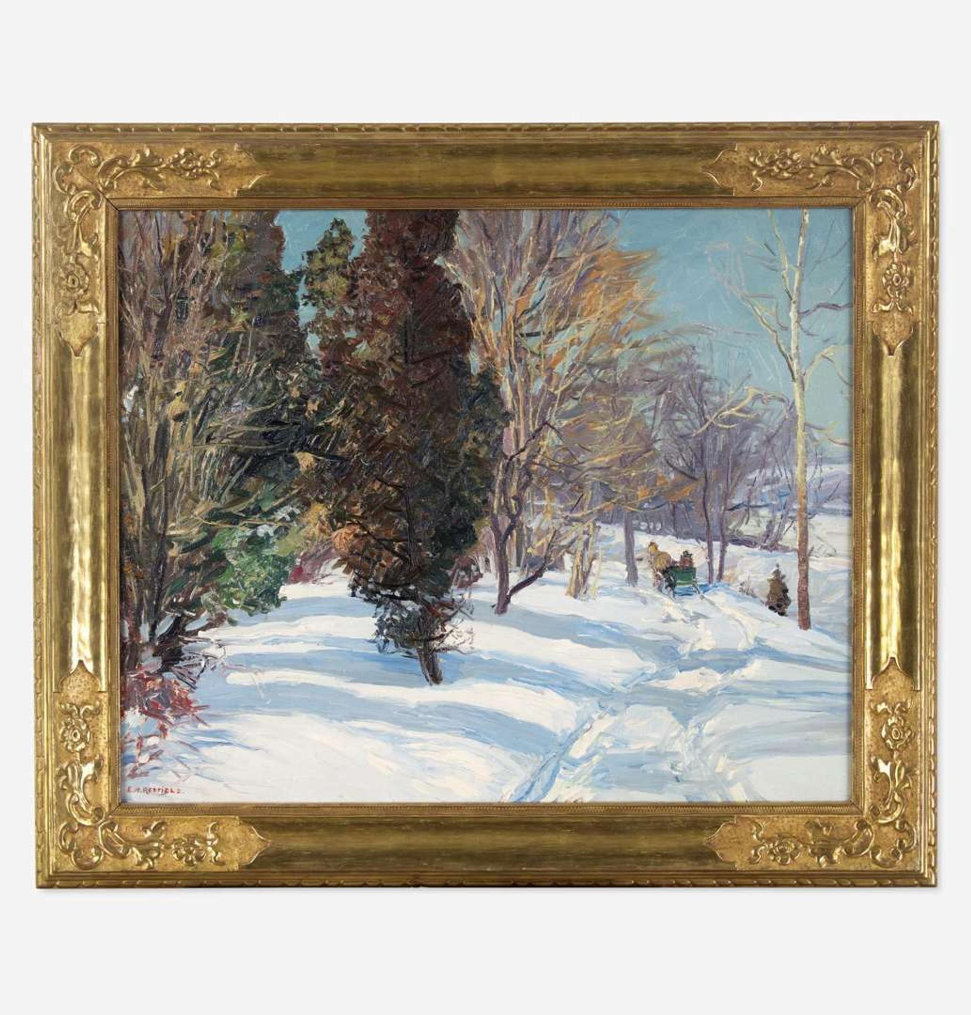 Edward Willis Redfield (American, 1869–1965) Sleighing by the River near Centre Bridge