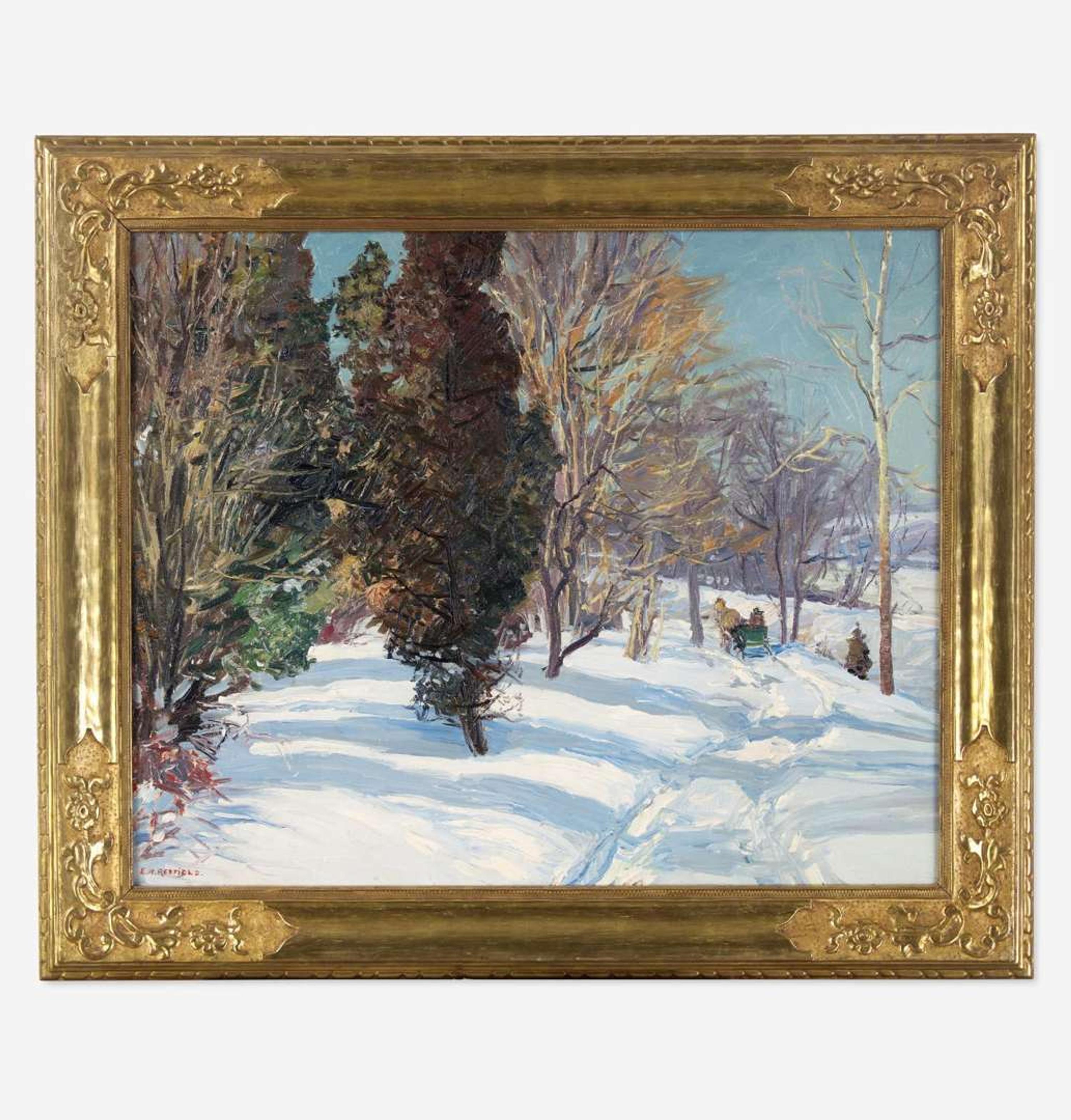 Edward Willis Redfield (American, 1869–1965) Sleighing by the River near Centre Bridge