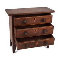 A Federal Inlaid and Carved Cherrywood Diminutive Chest of Drawers