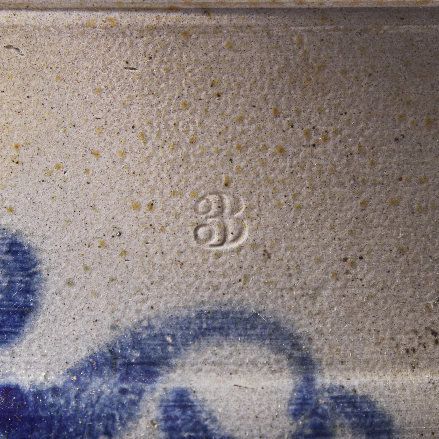 A Cobalt-Decorated and Molded Stoneware 3-Gallon Water Cooler