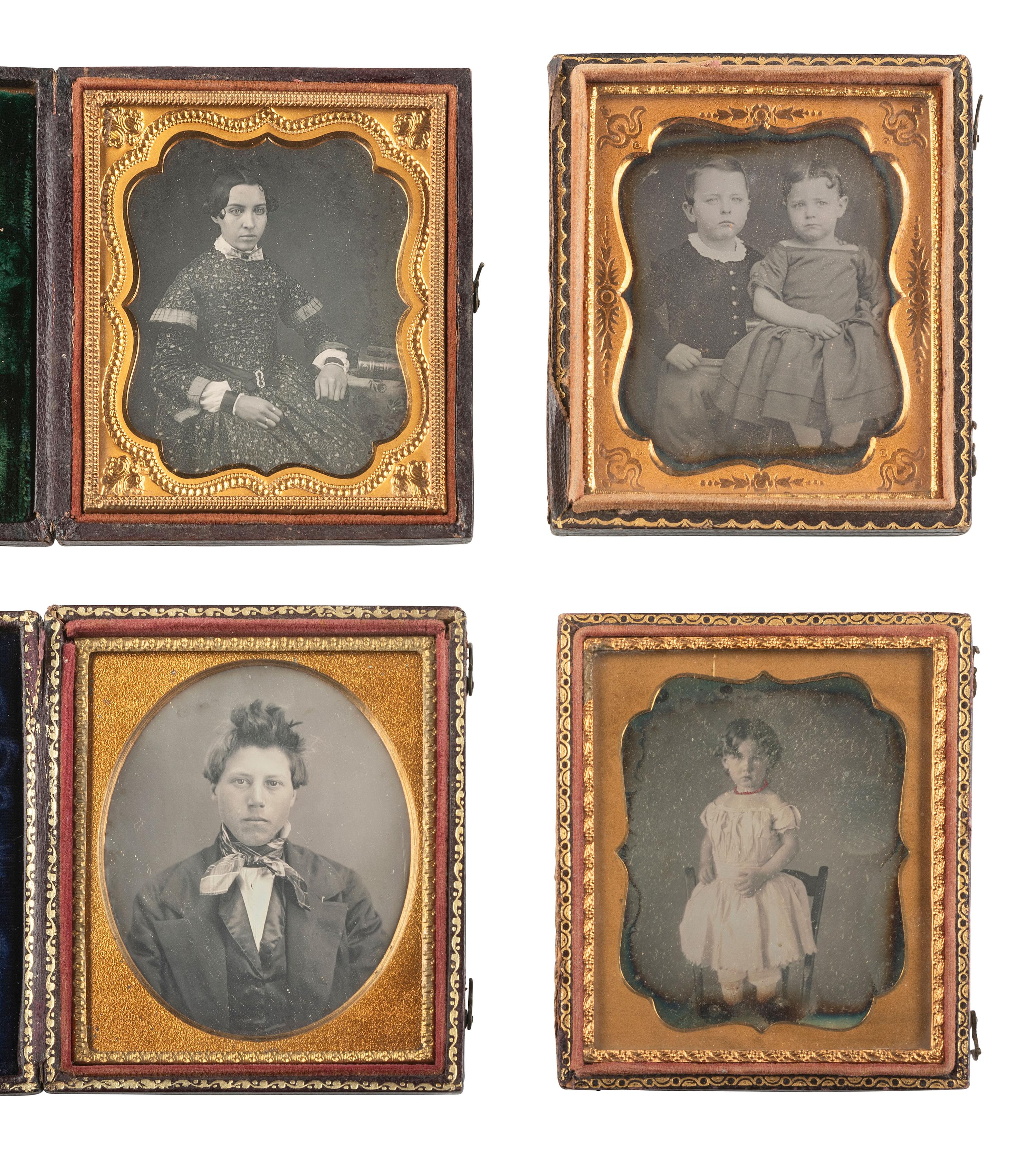 [EARLY PHOTOGRAPHY]. 18 assorted daguerreotypes incl. half plate examples by GERMON and WHITEHURST.