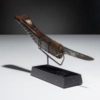 Maliseet / Mi'kmaq Crooked Knife, with Mother-of-Pearl Inlay