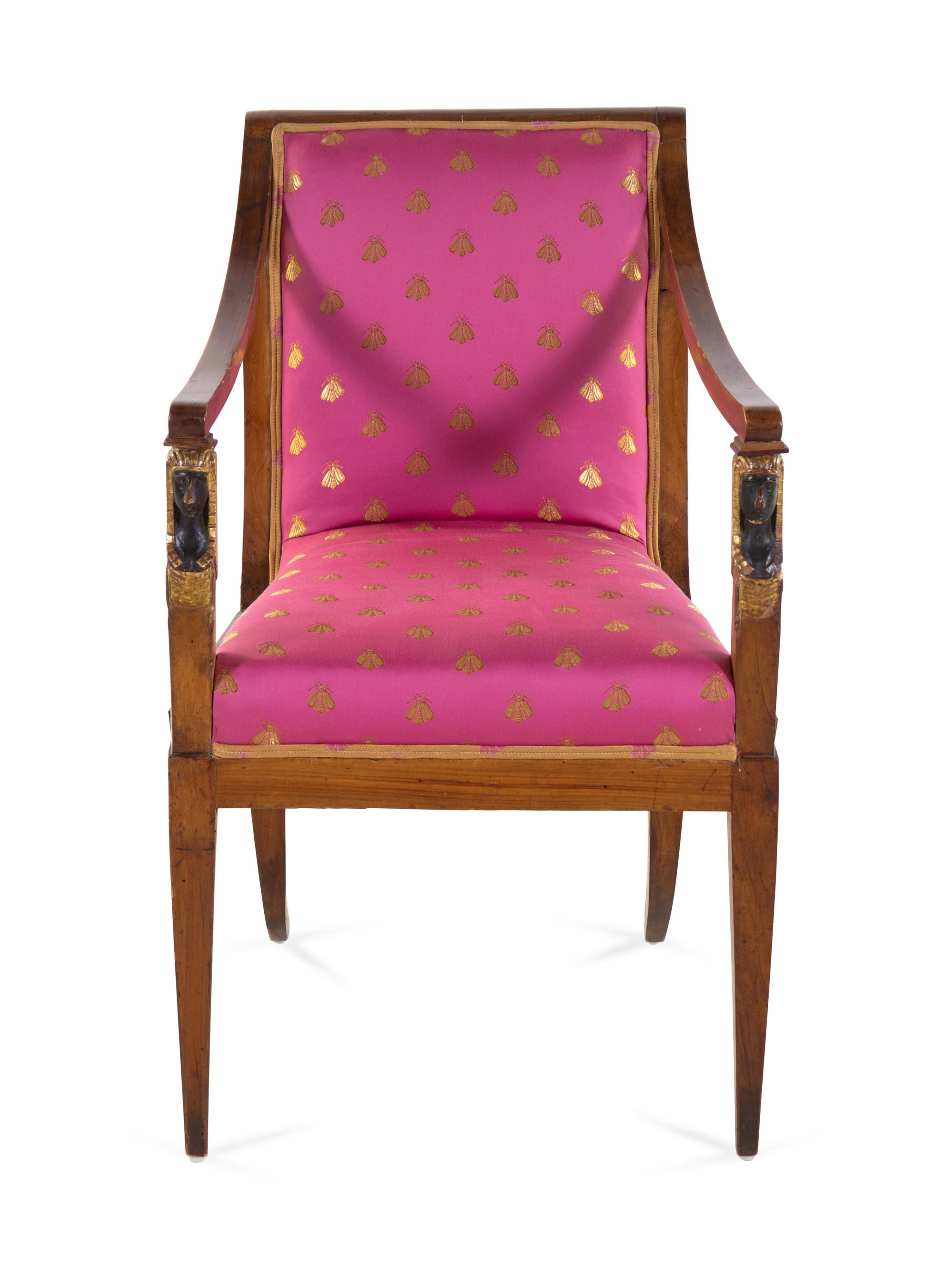 An Empire Style Parcel-Gilt Fauteuil