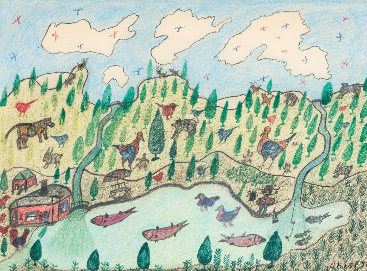 Untitled (Fishing), 1971 and Water, Drain, Sewer , 1972 (two works)