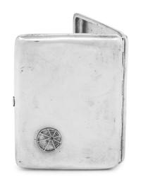 A Russian Silver and Emerald-Inset Cigarette Case