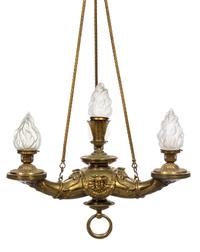 An Empire Style Gilt Bronze Four-Light Fixture Height 51 1/4 inches.