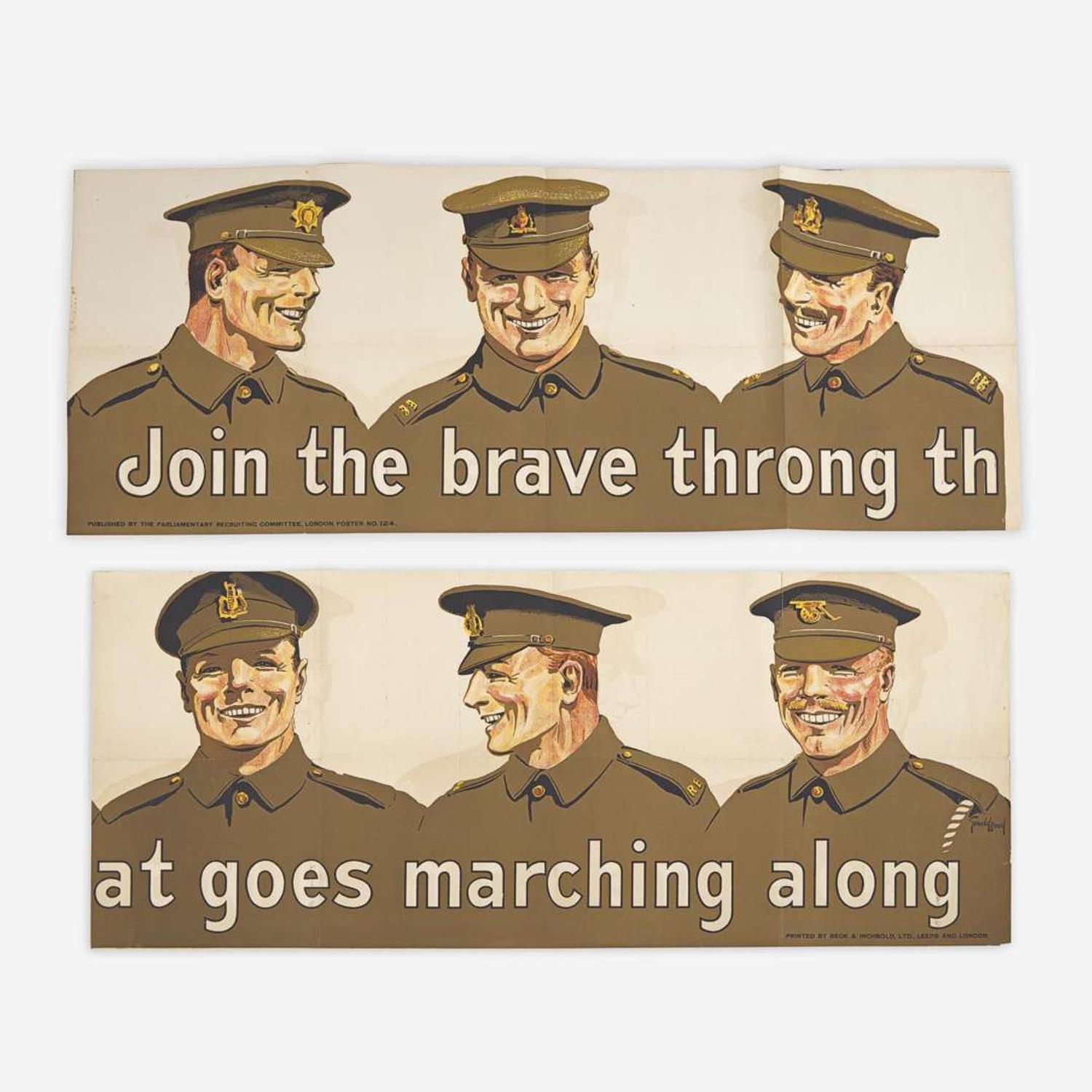 [Posters] [World War I] Wood, Gerald Join the Brave Throng That Goes Marching Along