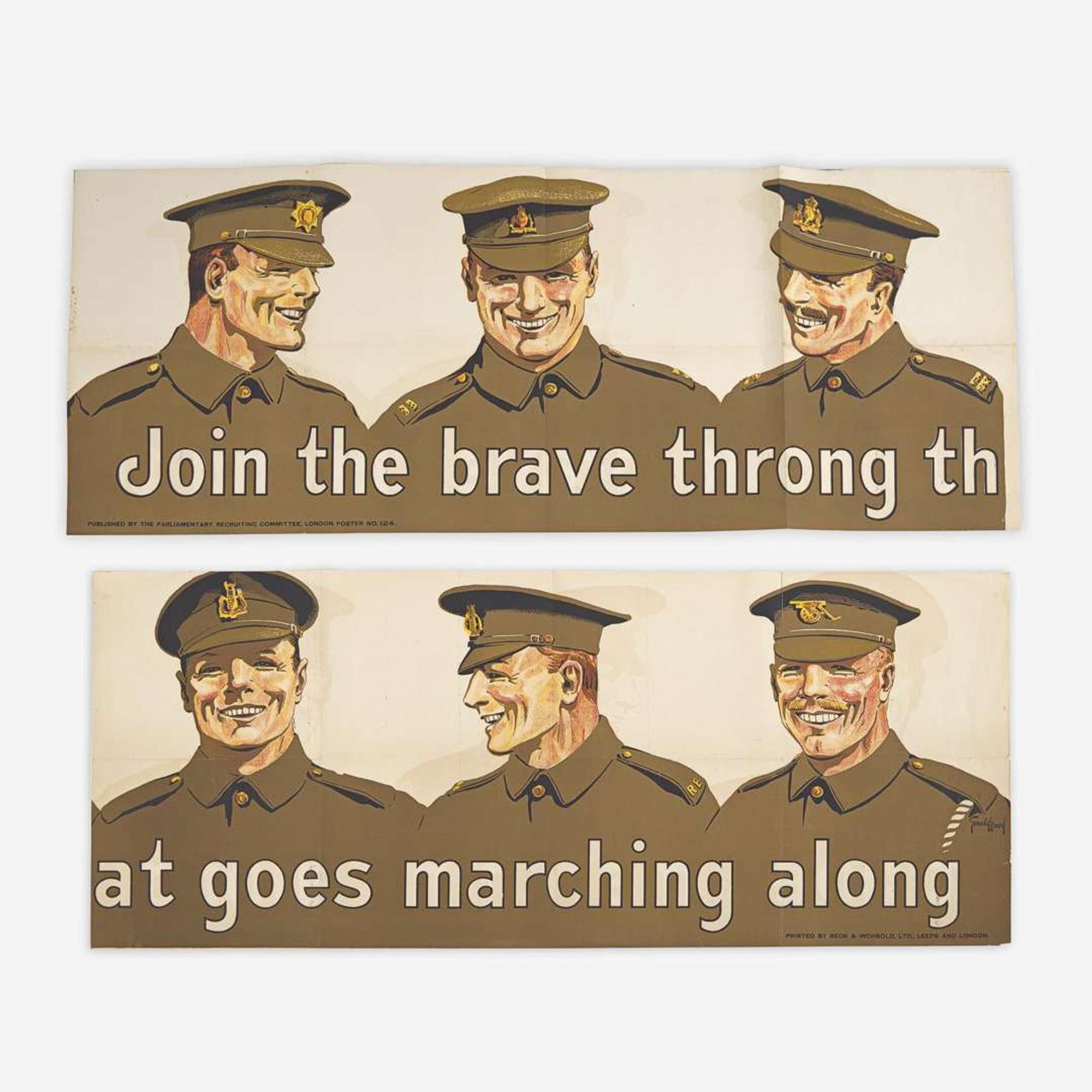 [Posters] [World War I] Wood, Gerald Join the Brave Throng That Goes Marching Along