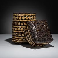 Double-Walled River Cane Lidded Basket