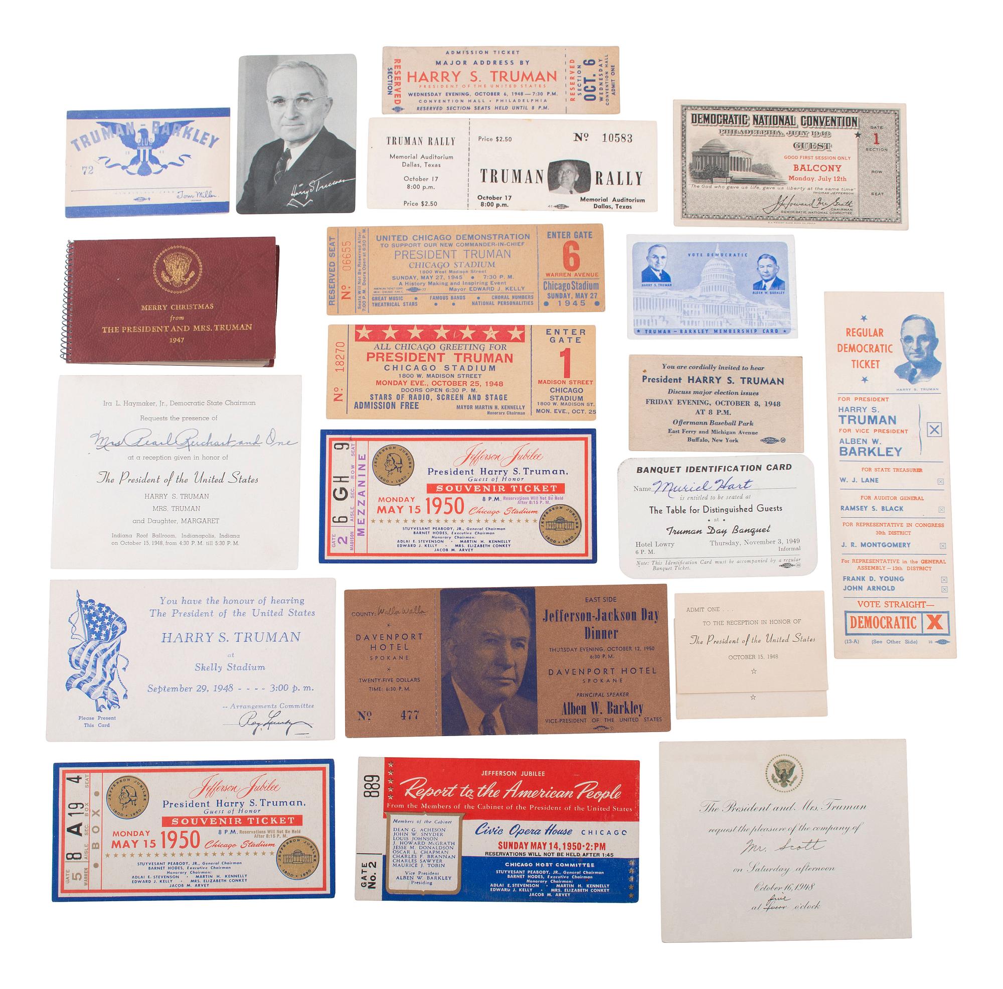 [TRUMAN, Harry S. (1884-1972)]. Ephemera from the campaigns and presidency of Harry Truman.