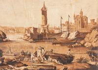 A French Scenic Wallpaper Depicting Palazzo Vinadio