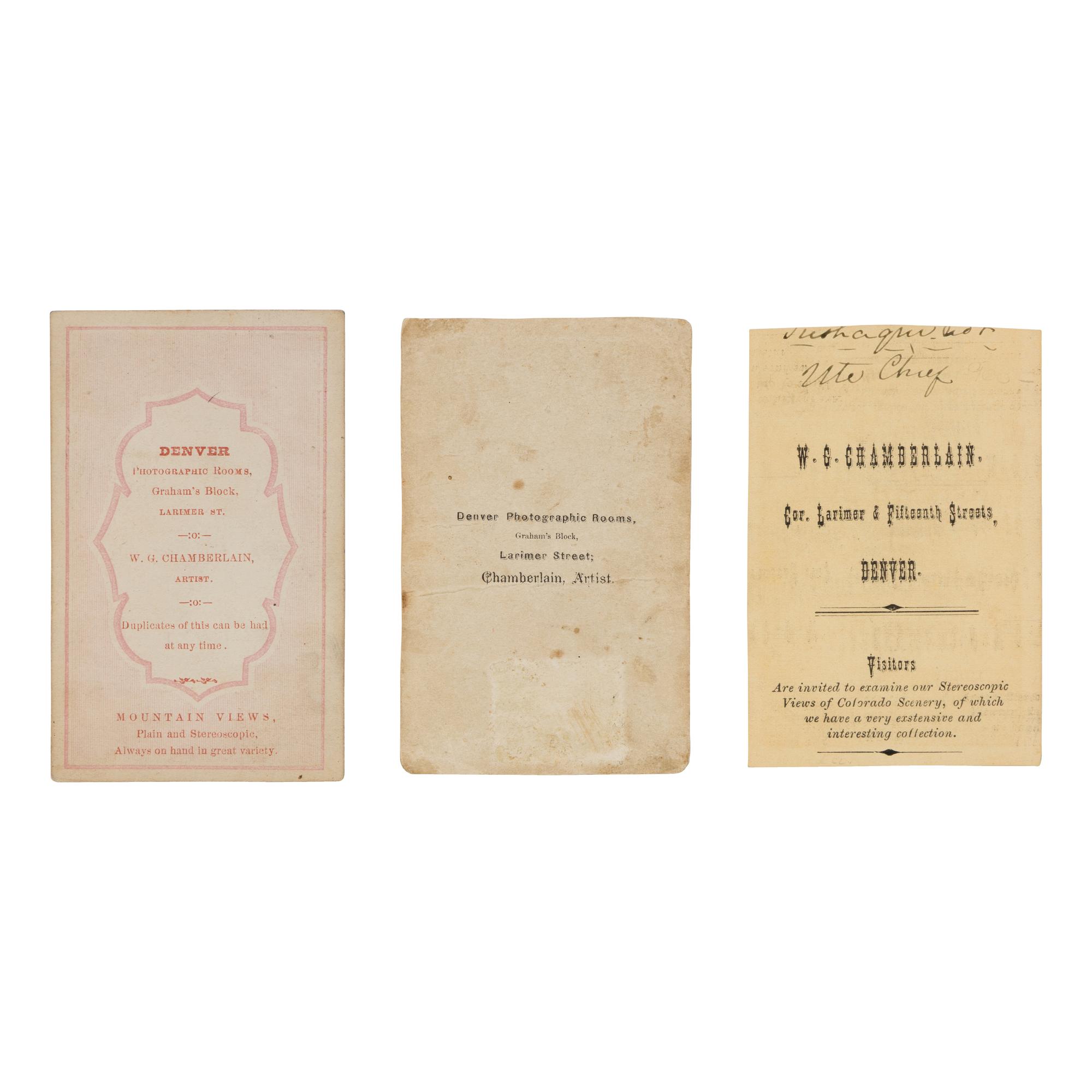 [Native-Americana] Chamberlain, W.G. Group of 3 CDVs of Ute and Sioux Indians