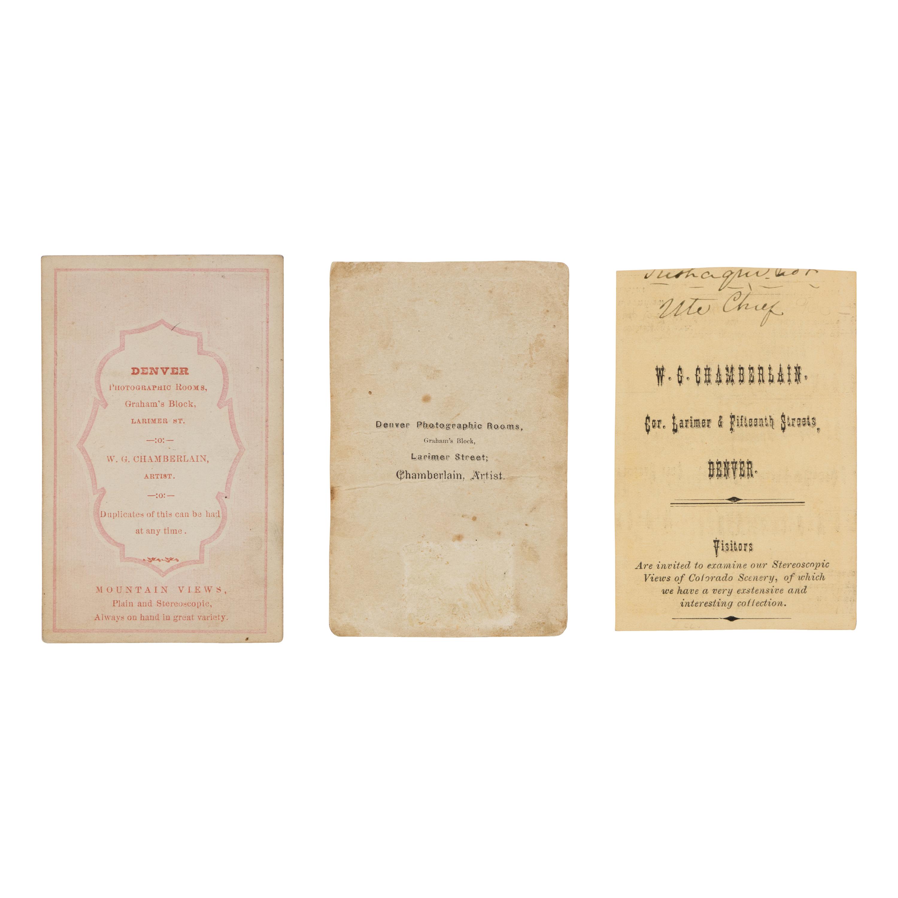 [Native-Americana] Chamberlain, W.G. Group of 3 CDVs of Ute and Sioux Indians