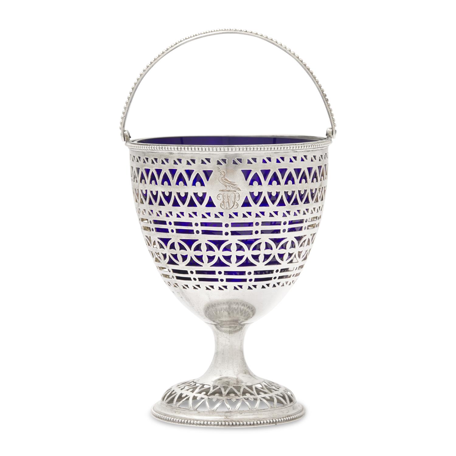 A George III Engraved and Pierced Silver Sugar Basket