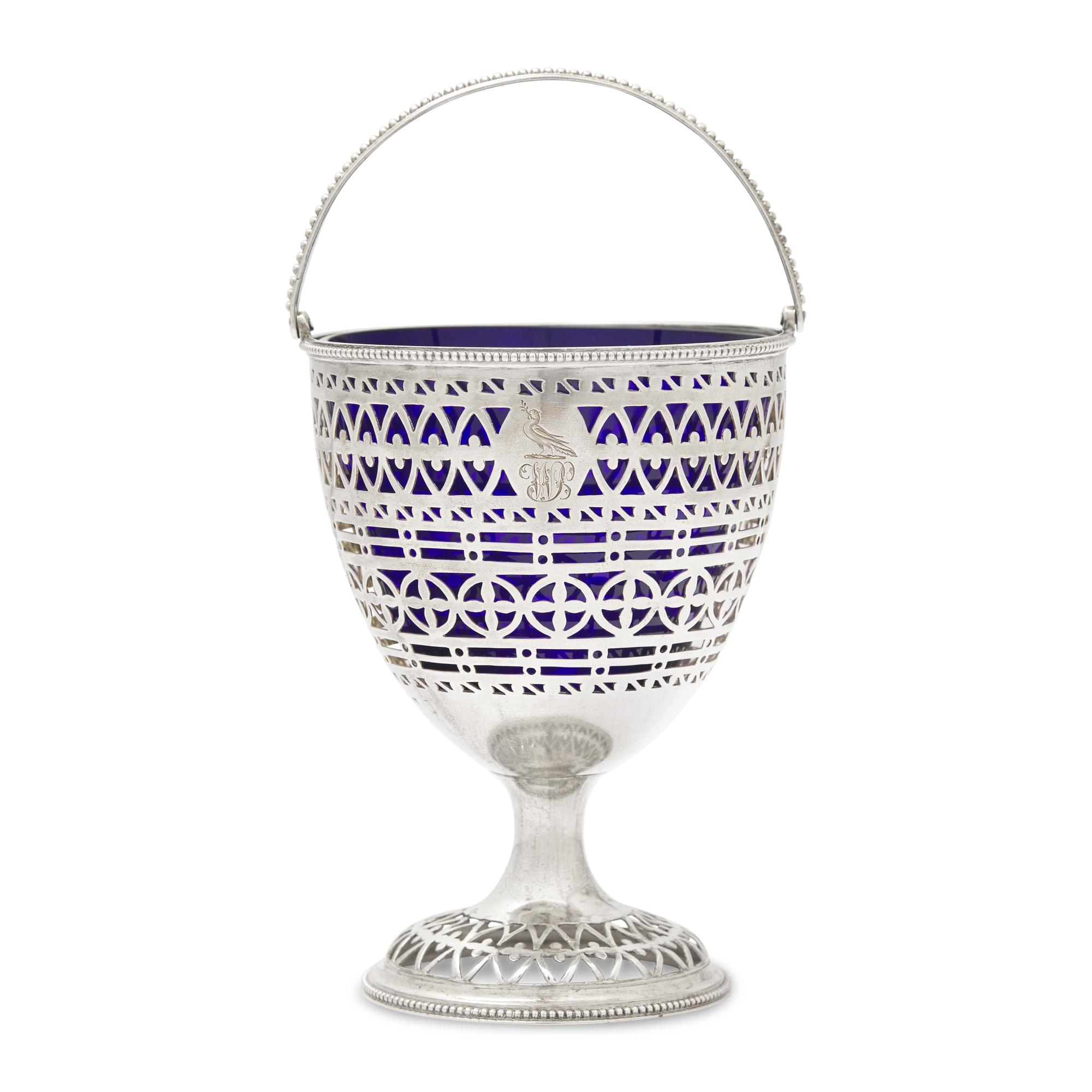 A George III Engraved and Pierced Silver Sugar Basket