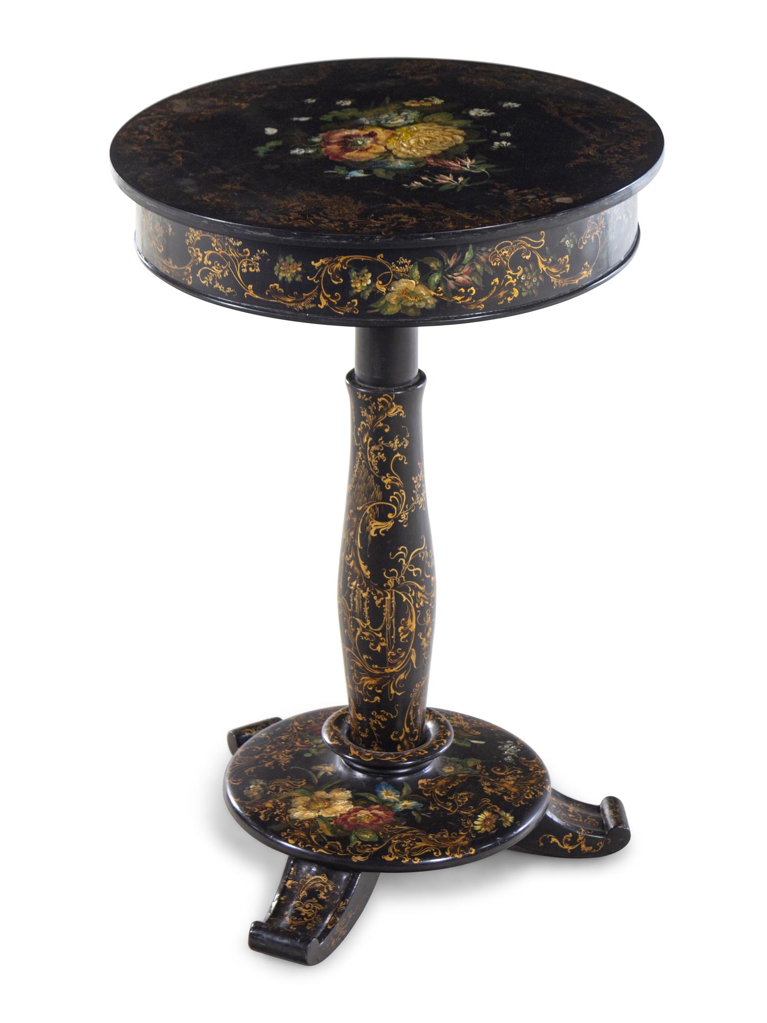 A Victorian Painted Papier-Mâché or Lacquer Work Table