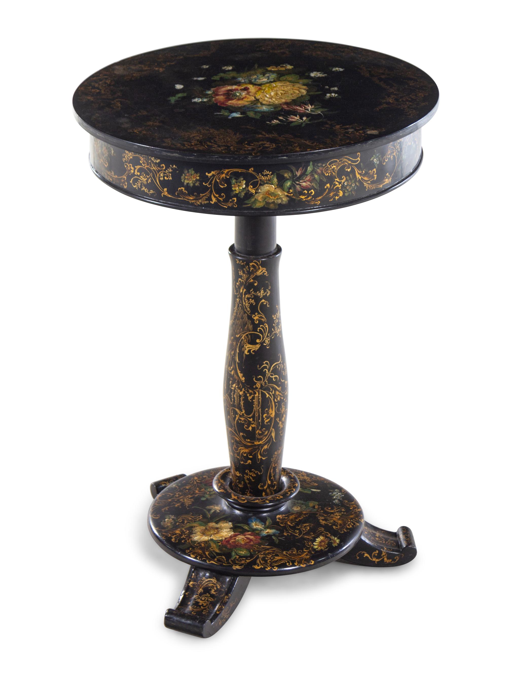A Victorian Painted Papier-Mâché or Lacquer Work Table