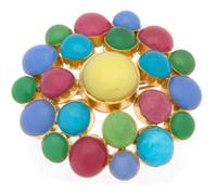 A Chanel Multicolor Gripoix Brooch, 2.5" diameter.