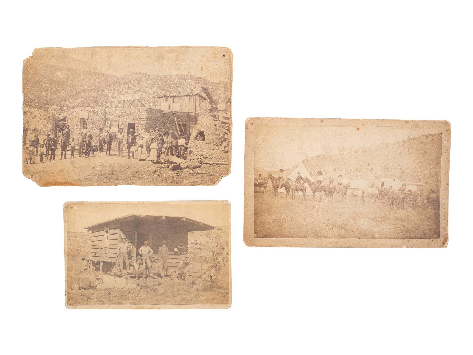 [WESTERN AMERICANA]. A group of 3 photographs featuring cowboys and camp scenes.