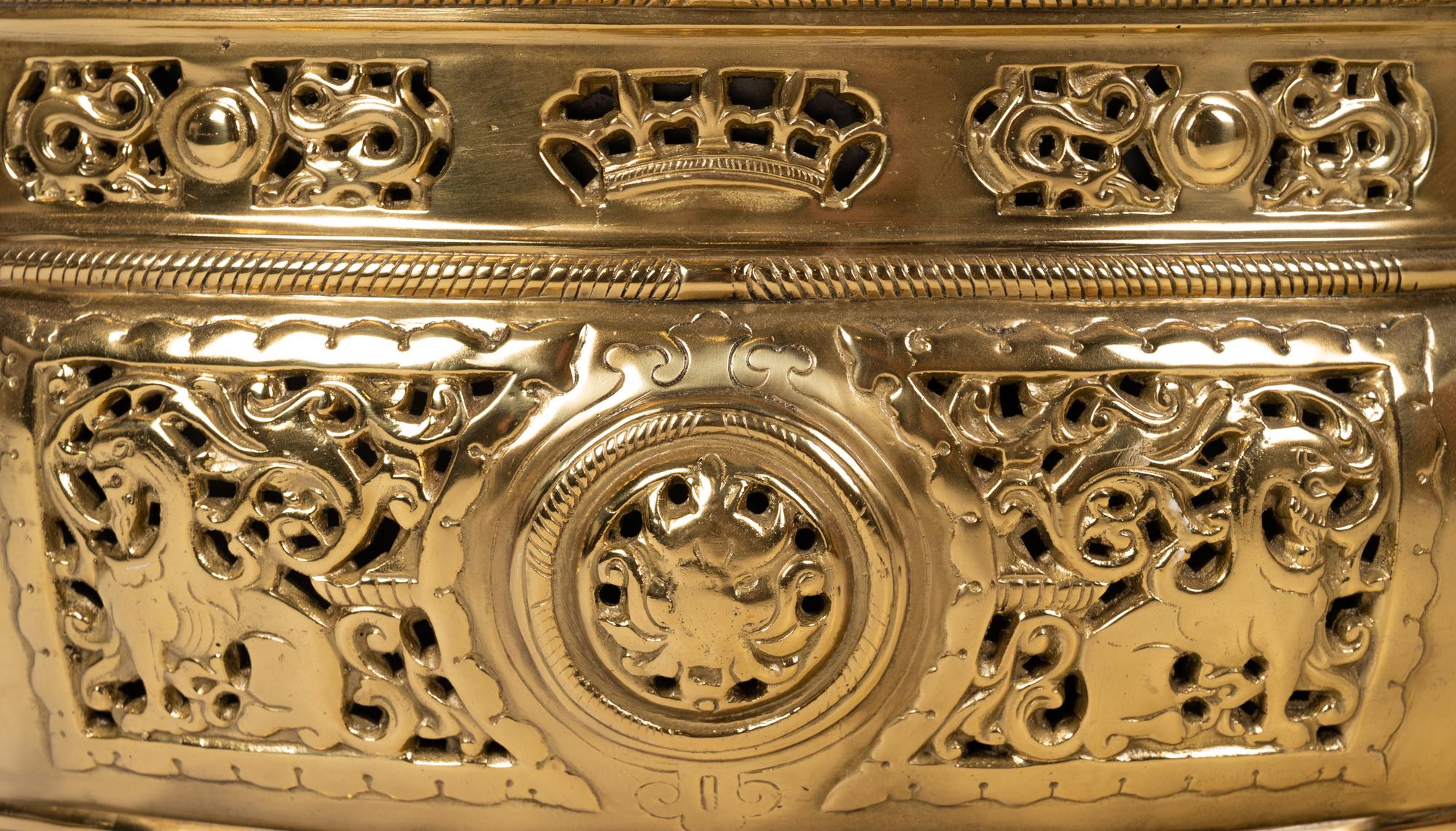 Two Neoclassical Style Brass Jardinières