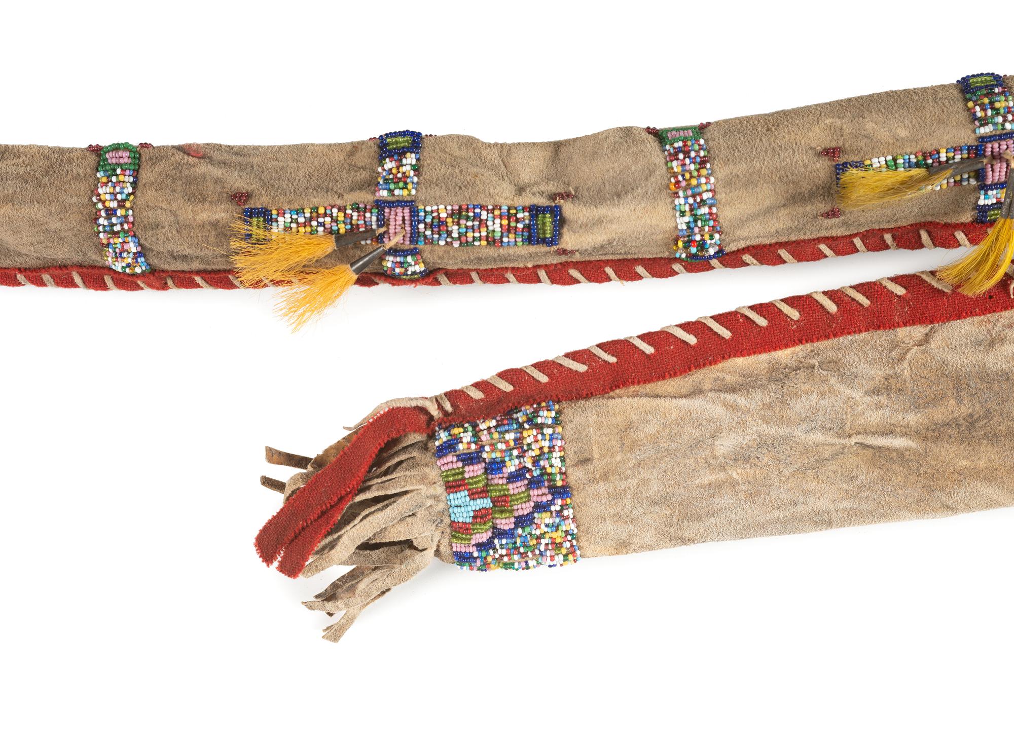 Sioux Beaded Hide Bowcase and Quiver, with Bow and Arrows